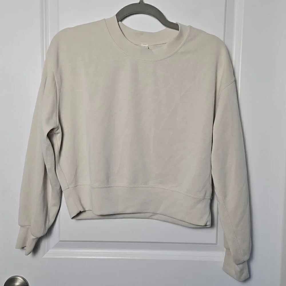 Lululemon Softstreme Perfectly Oversized Cropped Crew - 0 Bone/White Opal